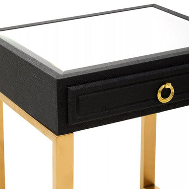 Cardoba Black Shagreen Effect 1 Drawer Side Table