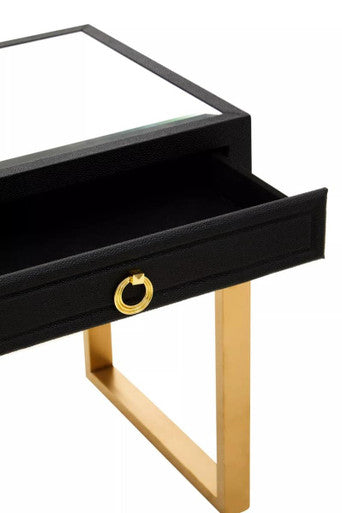 Cardoba Black Shagreen Effect 1 Drawer Side Table