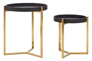 Cardoba Black Shagreen Effect Set of 2 Tray Side Tables