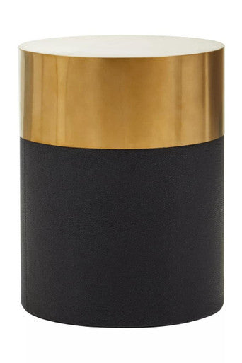 Cardoba Black Shagreen Effect Round Side Table and Stool