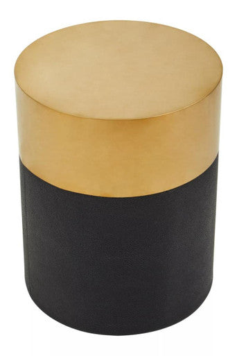Cardoba Black Shagreen Effect Round Side Table and Stool