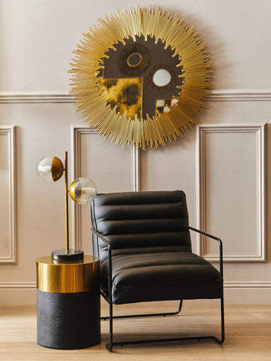 Cardoba Black Shagreen Effect Round Side Table and Stool