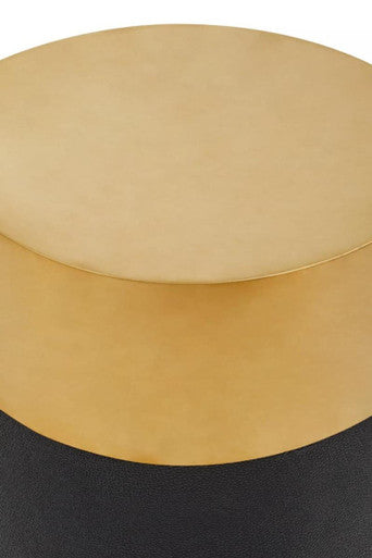 Cardoba Black Shagreen Effect Round Side Table and Stool