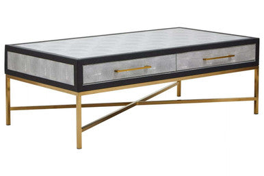 Cadiz Grey Shagreen Effect 2 Drawer Coffee Table