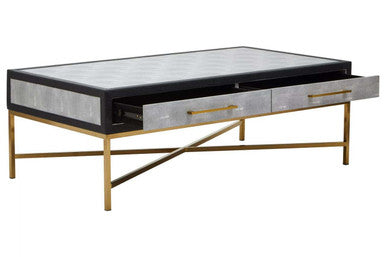 Cadiz Grey Shagreen Effect 2 Drawer Coffee Table