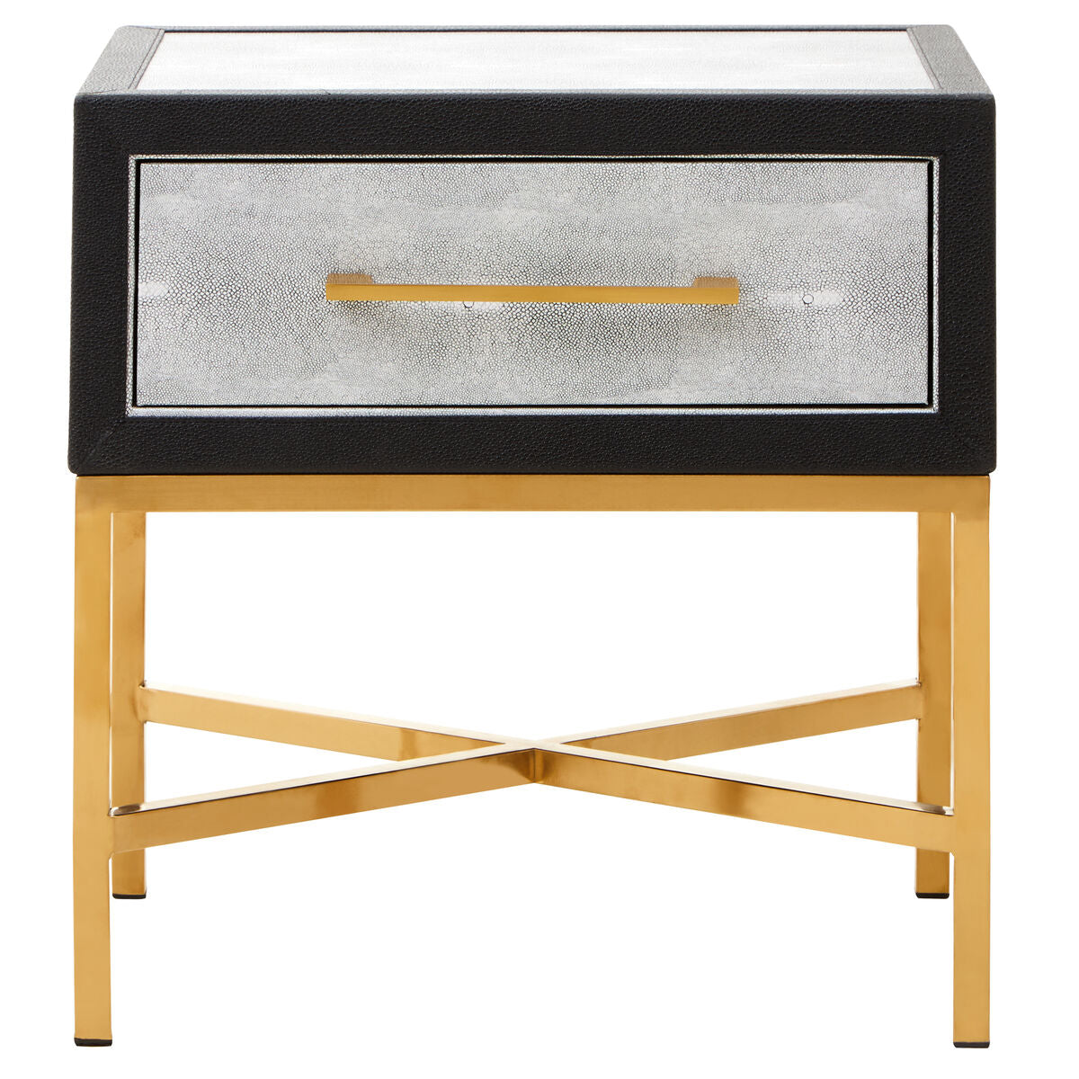 Cadiz Grey Shagreen Effect 1 Drawer Side Table