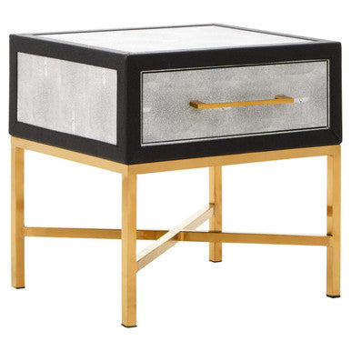 Cadiz Grey Shagreen Effect 1 Drawer Side Table