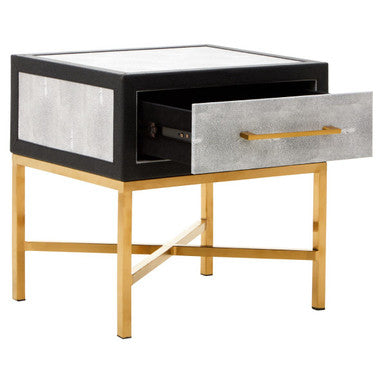 Cadiz Grey Shagreen Effect 1 Drawer Side Table