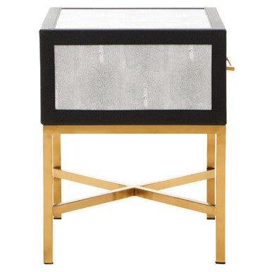Cadiz Grey Shagreen Effect 1 Drawer Side Table