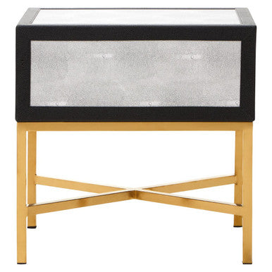 Cadiz Grey Shagreen Effect 1 Drawer Side Table