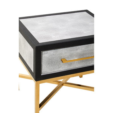 Cadiz Grey Shagreen Effect 1 Drawer Side Table