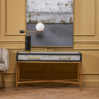 Cadiz Grey Shagreen Effect 2 Drawer Console Table
