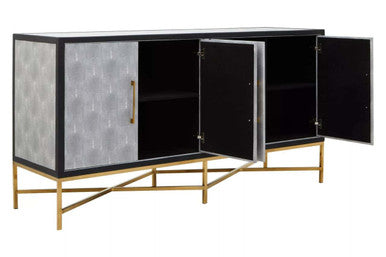 Cadiz Grey Shagreen Effect 4 Door Sideboard