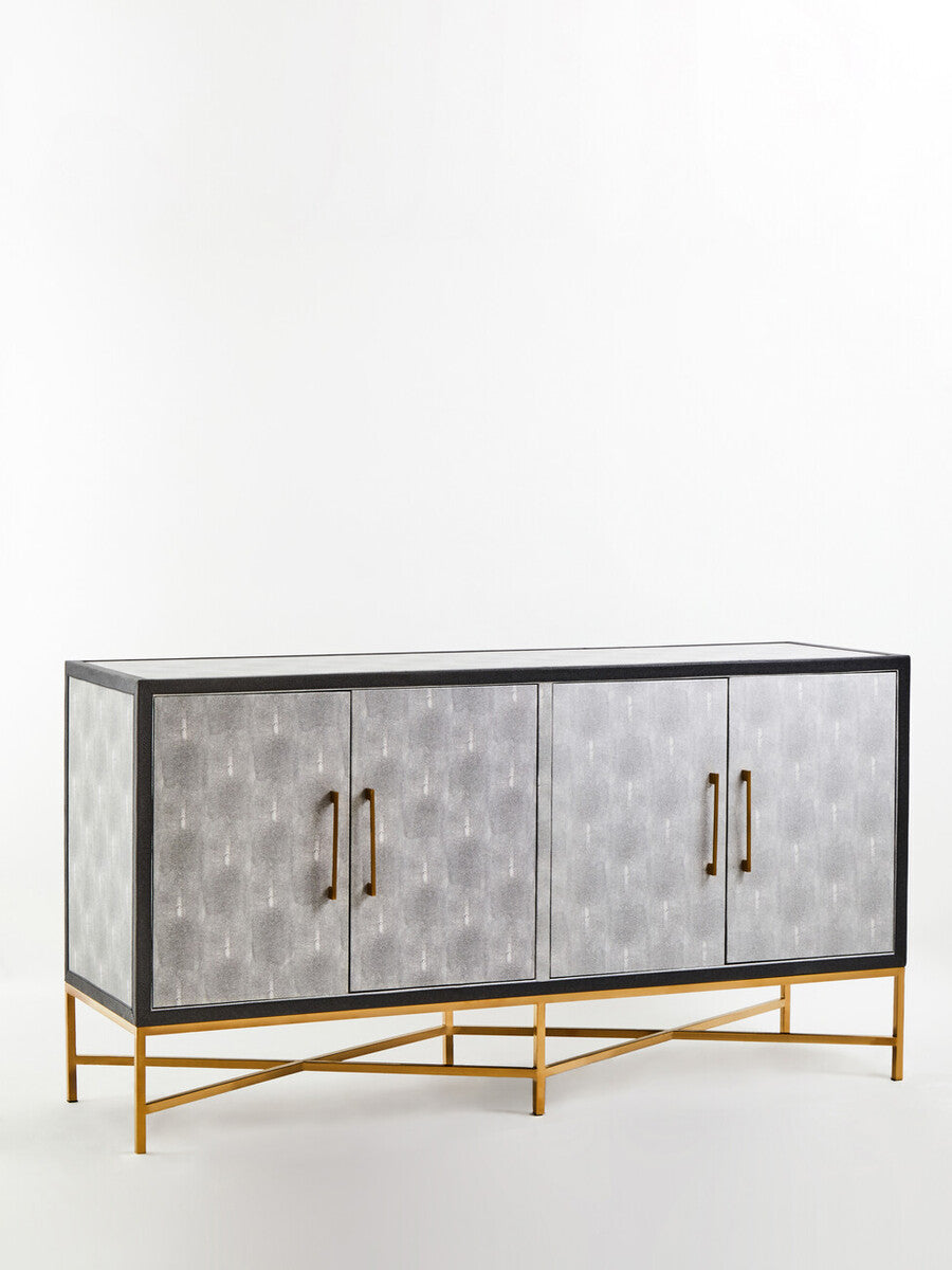Cadiz Grey Shagreen Effect 4 Door Sideboard