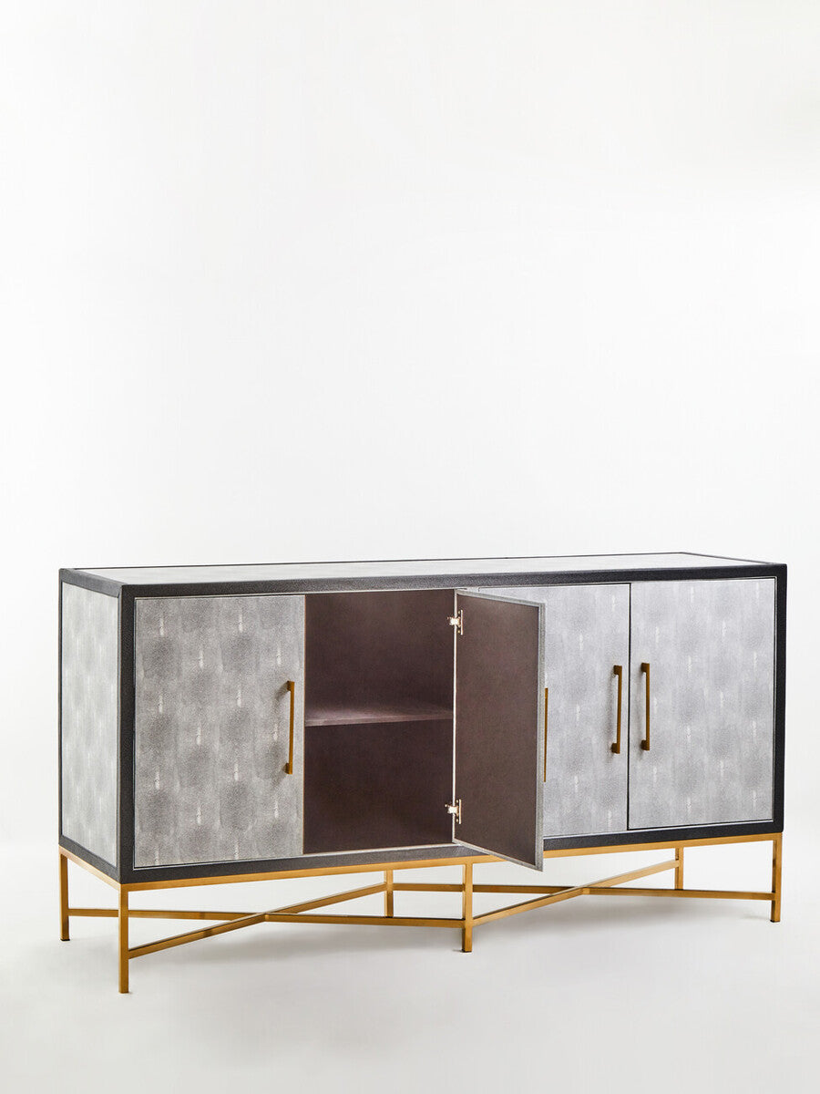 Cadiz Grey Shagreen Effect 4 Door Sideboard