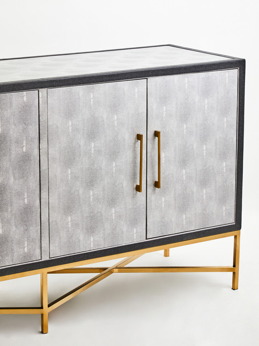 Cadiz Grey Shagreen Effect 4 Door Sideboard