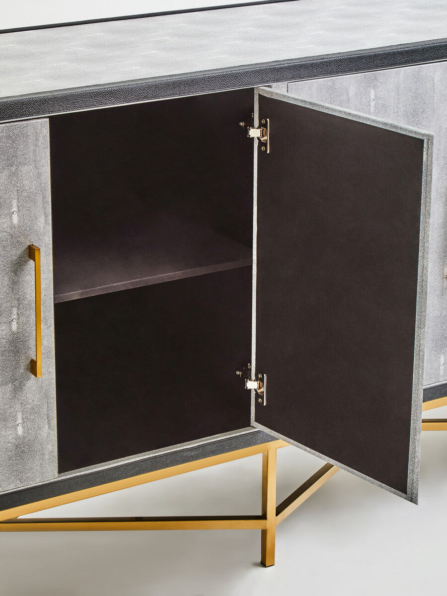 Cadiz Grey Shagreen Effect 4 Door Sideboard