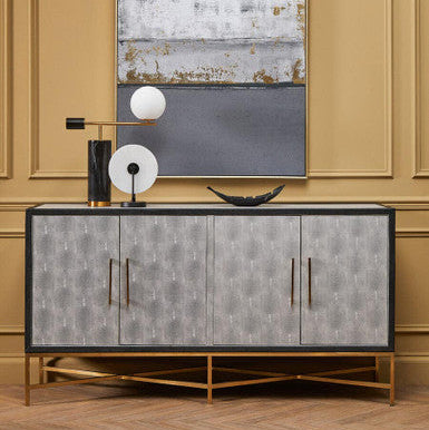Cadiz Grey Shagreen Effect 4 Door Sideboard