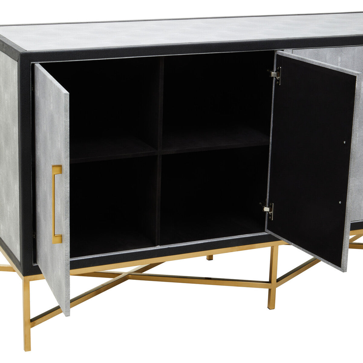 Cadiz Grey Shagreen Effect 4 Door Sideboard
