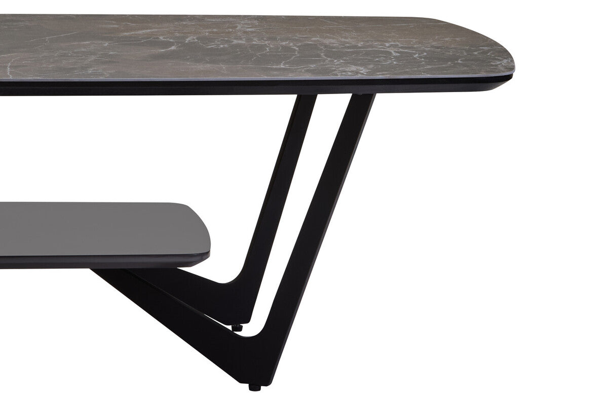 Imperia Grey Marble Effect Ceramic Rectangular Coffee Table