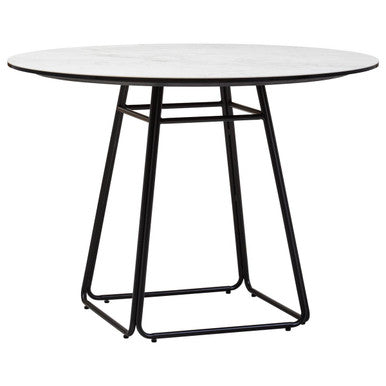 Imperia White Ceramic Marble Effect Round Dining Table
