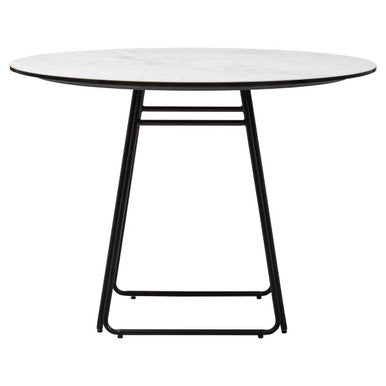 Imperia White Ceramic Marble Effect Round Dining Table