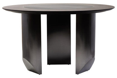 Imperia Black Veneer Round Dining Table with Ceramic Lazy Susan