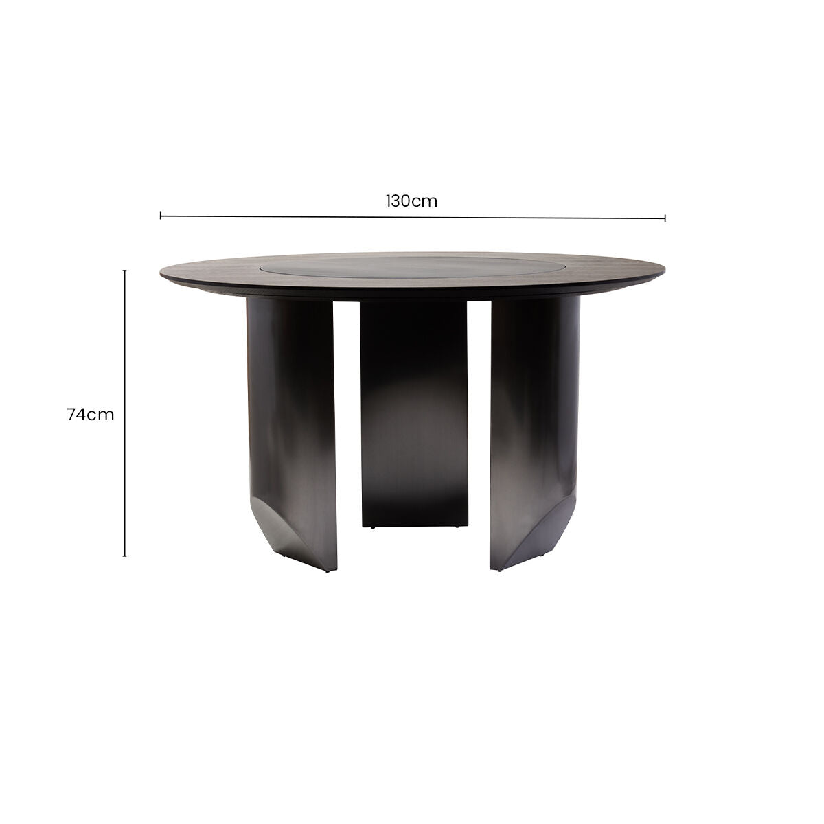 Imperia Black Veneer Round Dining Table with Ceramic Lazy Susan