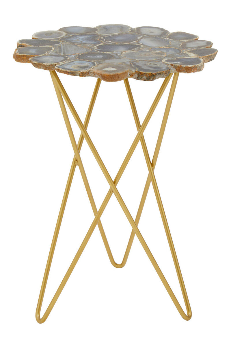 Jaipur Agate and Gold Finish Side Table