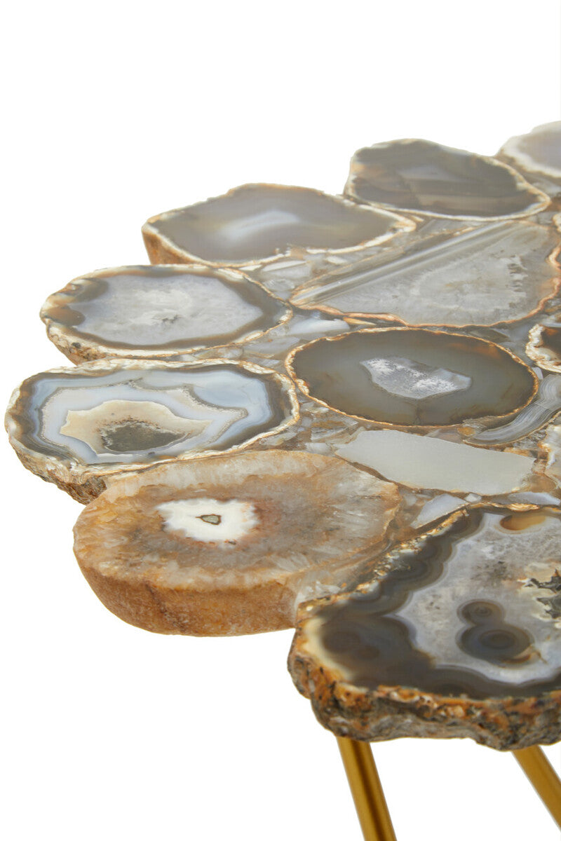 Jaipur Agate and Gold Finish Side Table