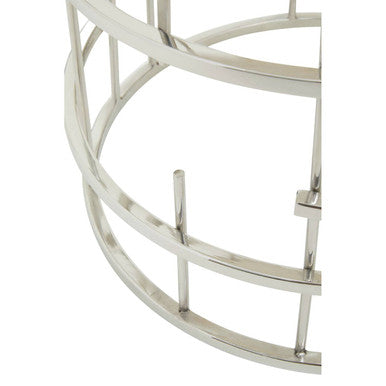 Jaipur White Marble and Silver Finish Side Table