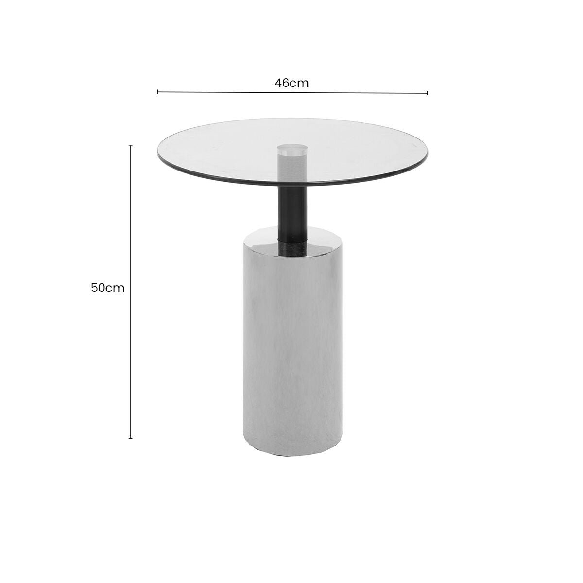 Oria Clear Glass Round Side Table with Silver Finish Base