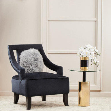 Oria Clear Glass Round Side Table with Gold Finish Base