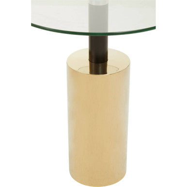 Oria Clear Glass Round Side Table with Gold Finish Base