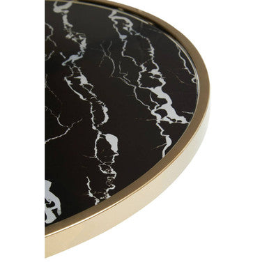 Oria Black Glass and Marble Side Table with Gold Finish Frame