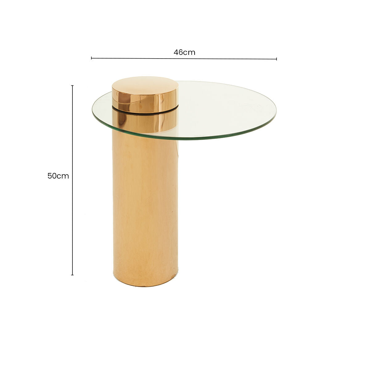 Oria Clear Glass Round Side Table with Rose Gold Finish Frame