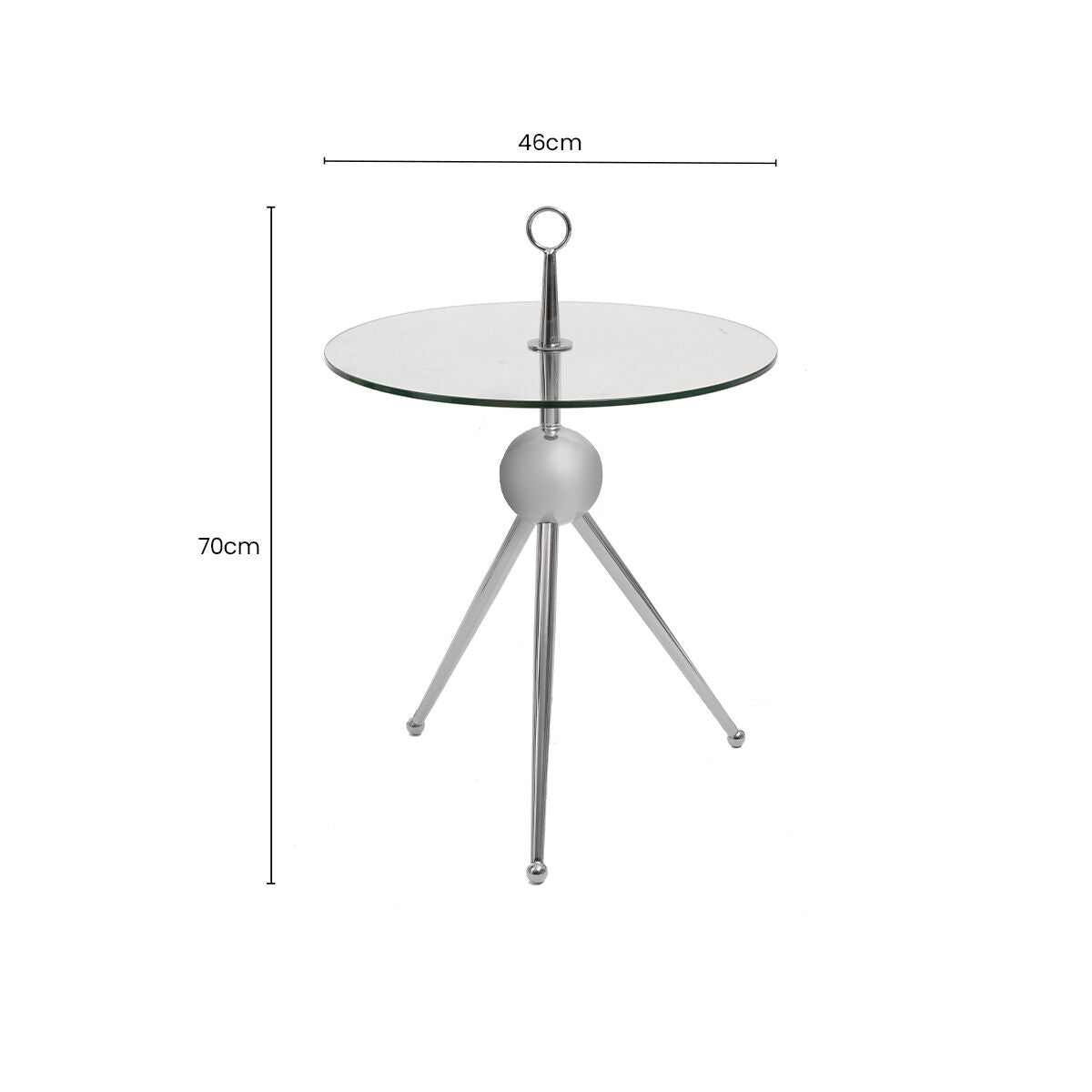 Oria Clear Glass and Silver Finish Round Side Table
