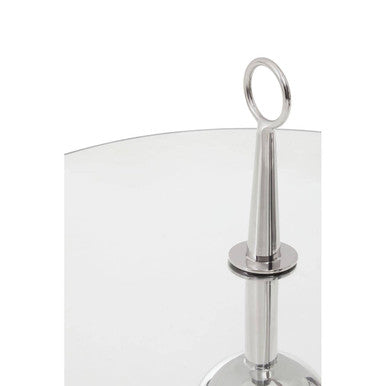 Oria Clear Glass and Silver Finish Round Side Table
