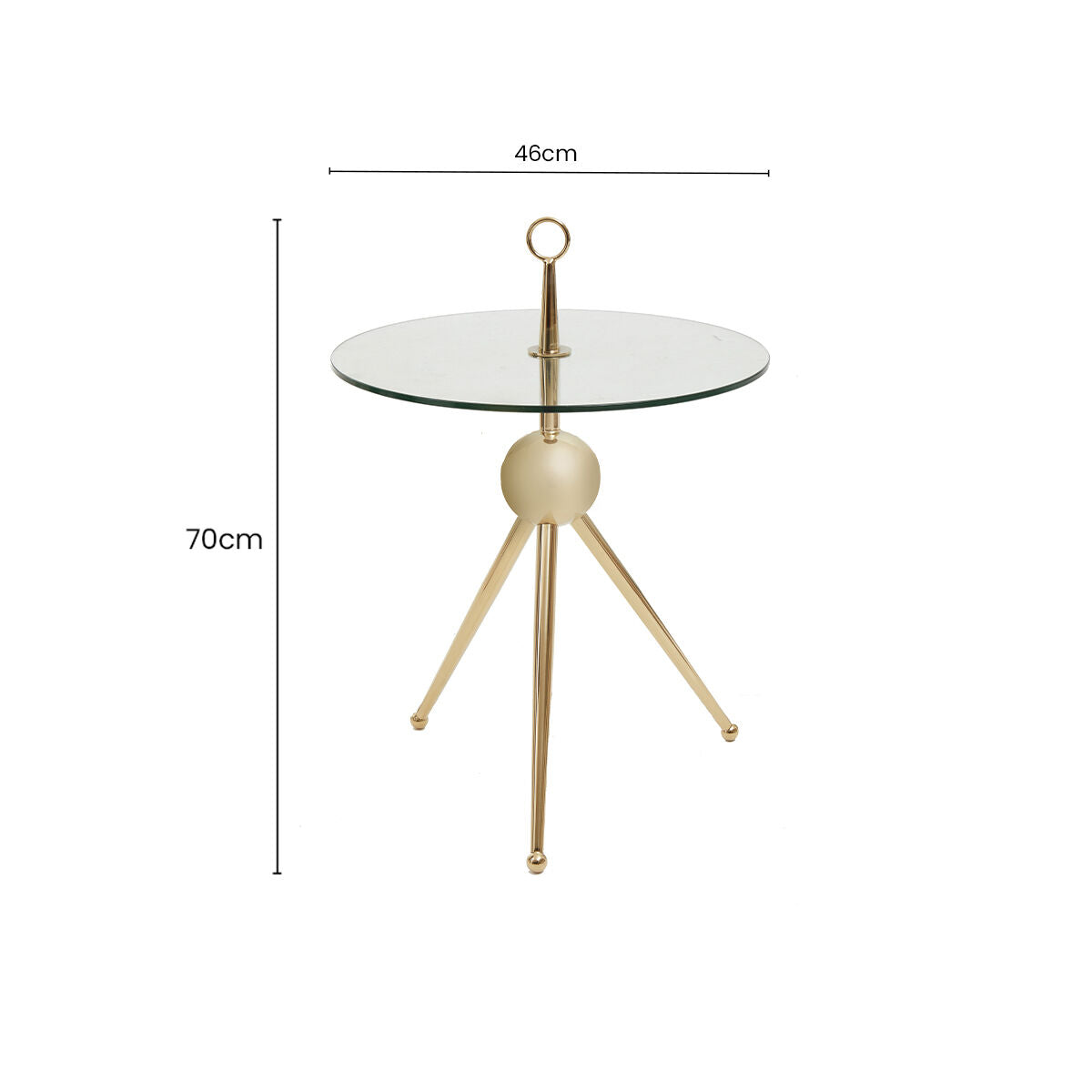 Oria Clear Glass Round Side Table with Gold Finish Frame