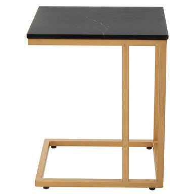 Varana Black Marble and Gold Finish Side Table
