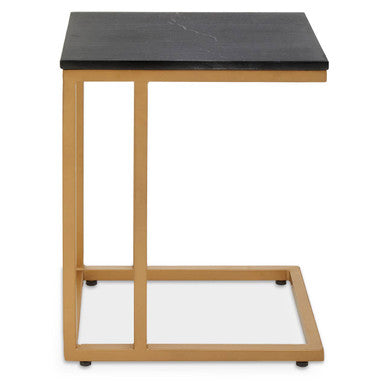 Varana Black Marble and Gold Finish Side Table