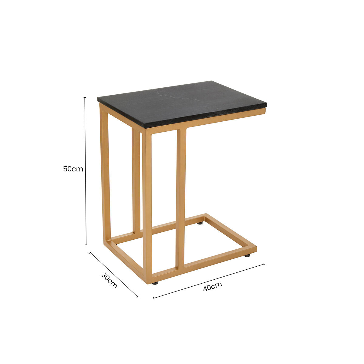 Varana Black Marble and Gold Finish Side Table
