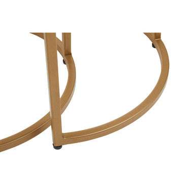 Varana Black Marble and Gold Finish Set of 2 Half Moon Nesting Tables