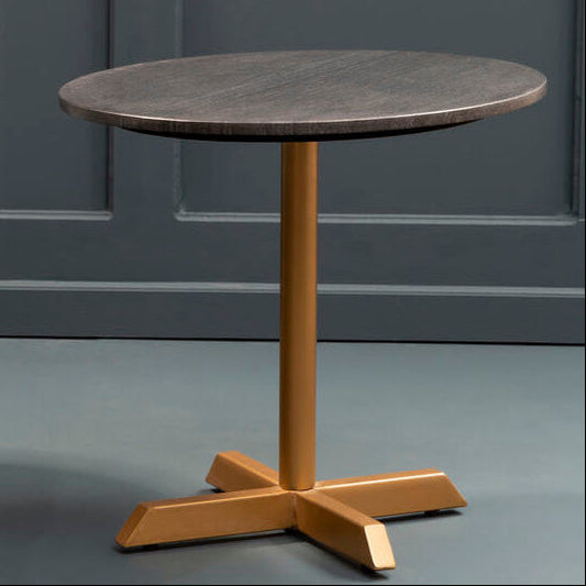 Black Round Marble Top Side Table with Matte Gold Metal Cross Base | Varana
