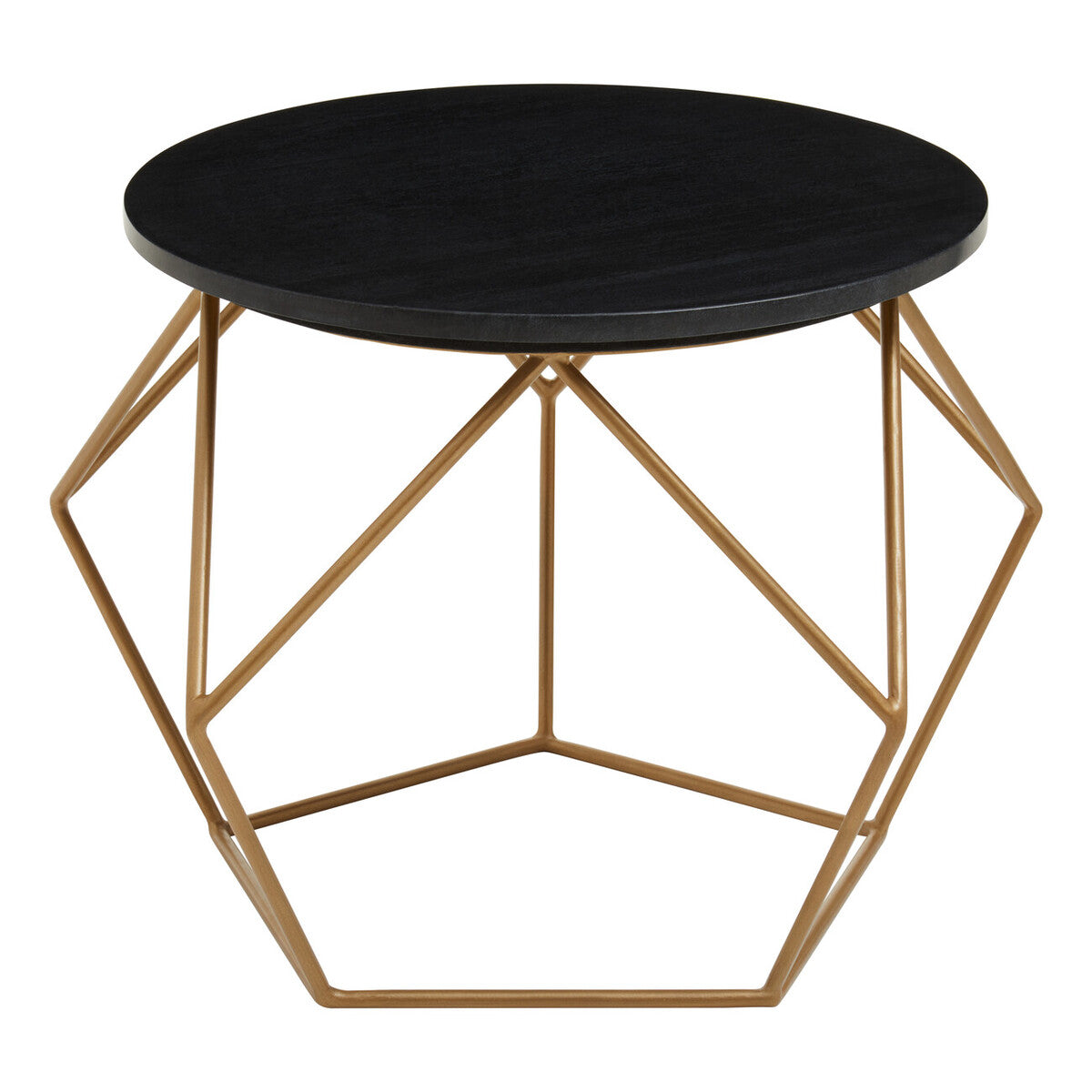 Varana Black Marble Round Coffee Table with Gold Finish Frame
