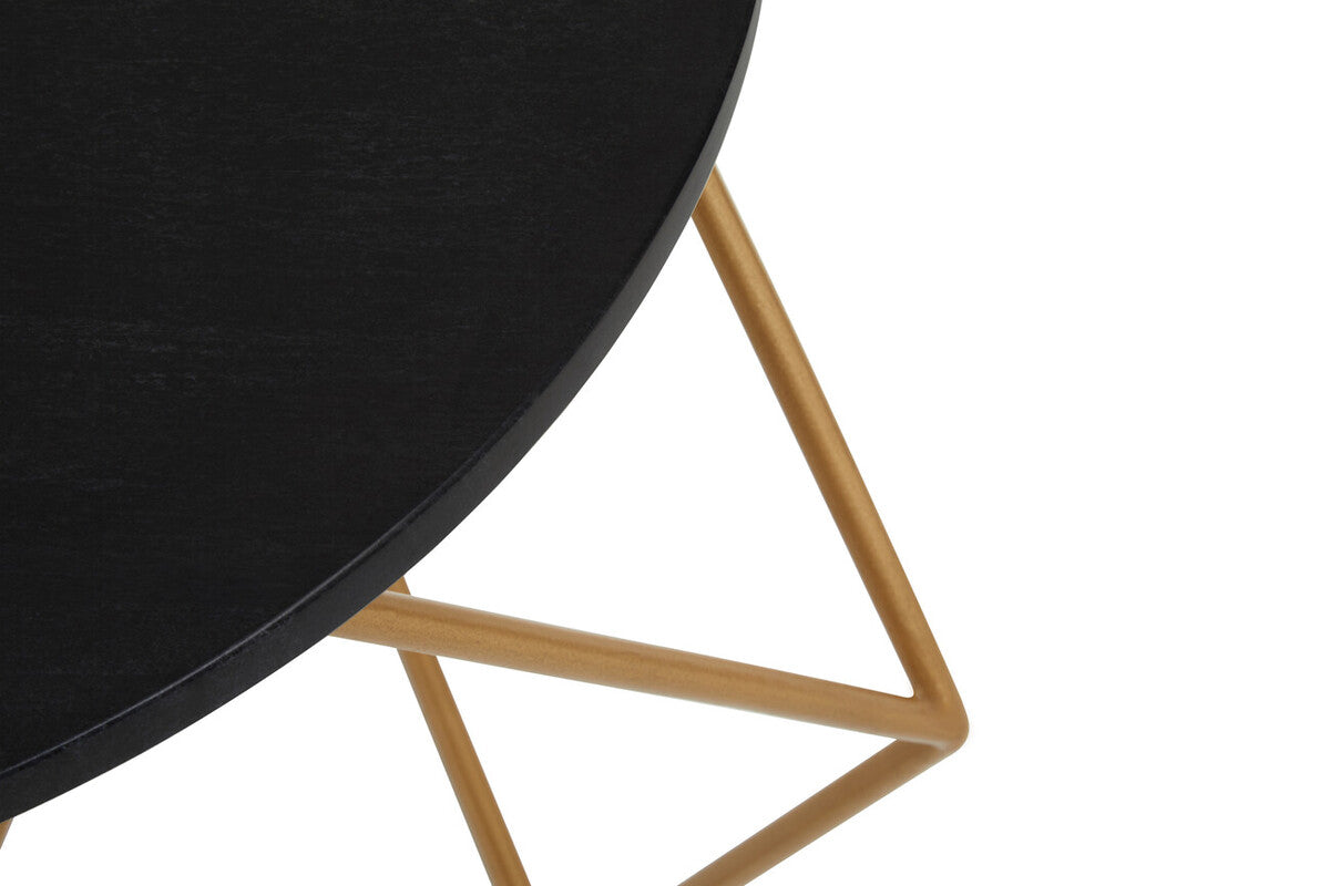 Varana Black Marble Round Coffee Table with Gold Finish Frame