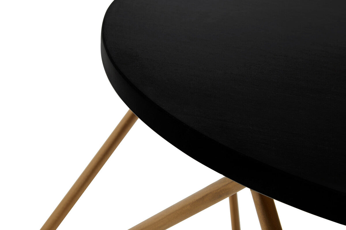 Varana Black Marble Round Coffee Table with Gold Finish Frame