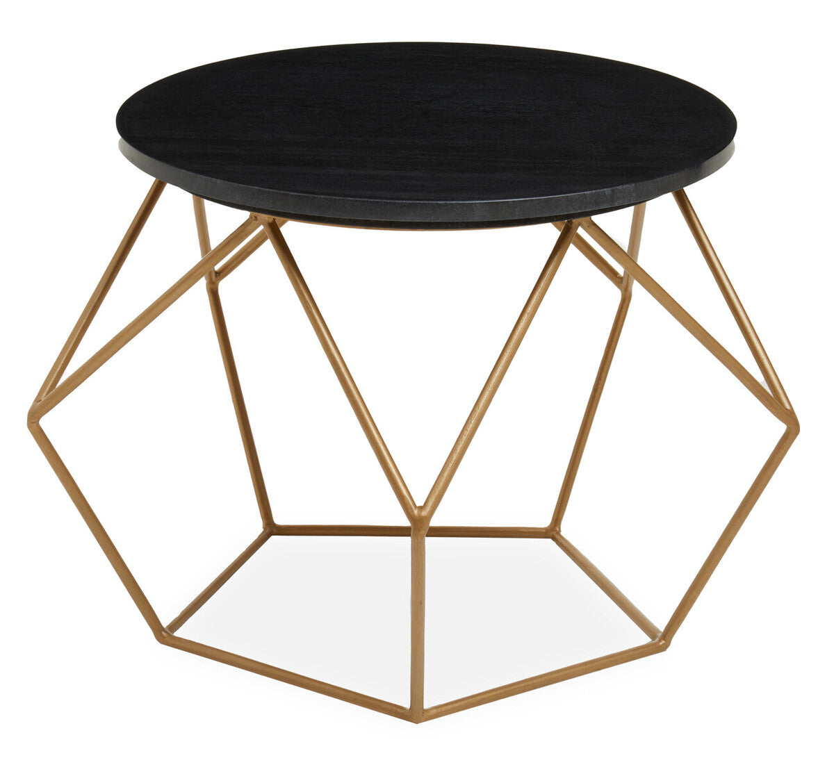 Varana Black Marble Round Coffee Table with Gold Finish Frame