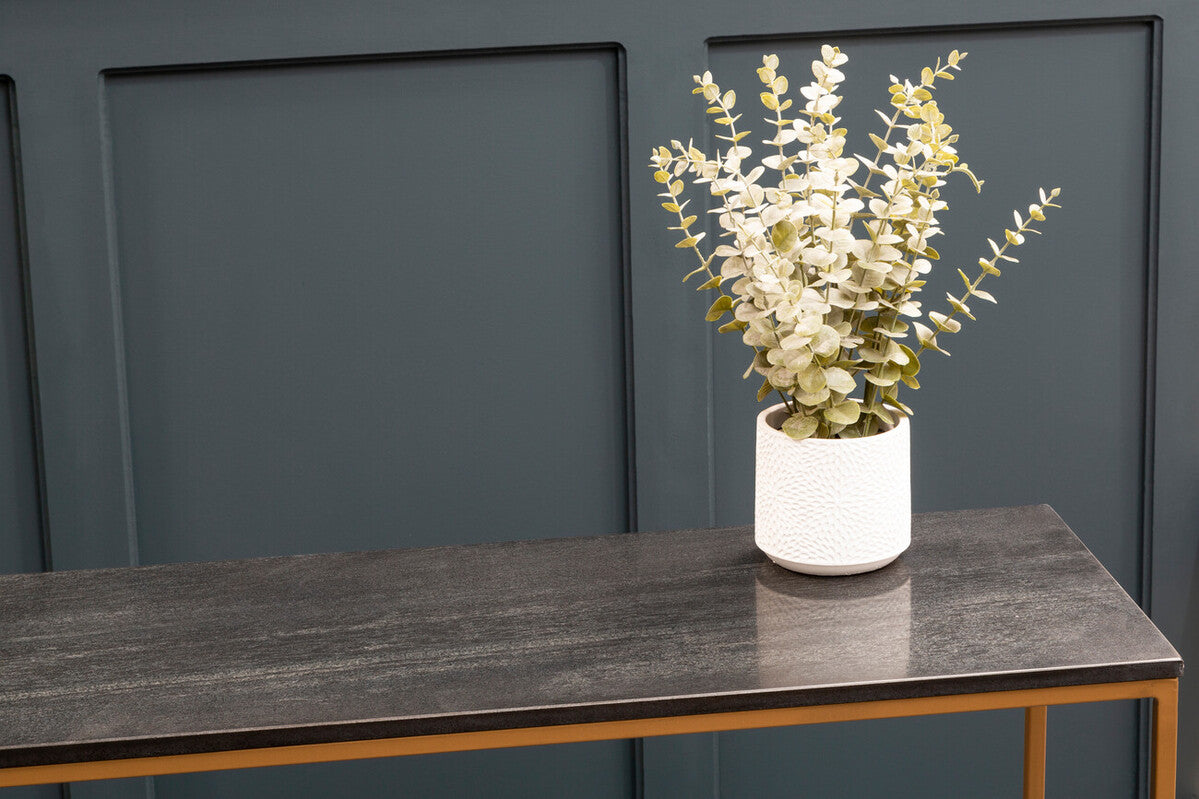 Varana Black Marble Console Table with Gold Finish Frame