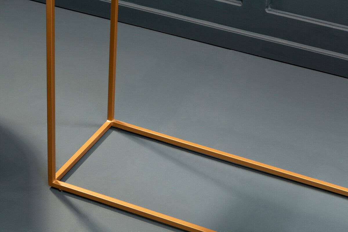 Varana Black Marble Console Table with Gold Finish Frame